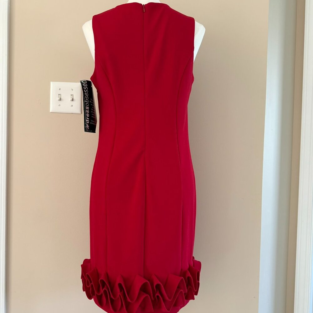 NINA LEONARD | NWT Sleeveless Red Ruffle Hem Dress Sz Small - Picture 3 of 7